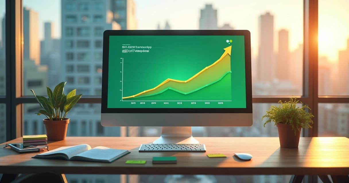Ilustração de conteúdo evergreen gerando crescimento constante em SEO