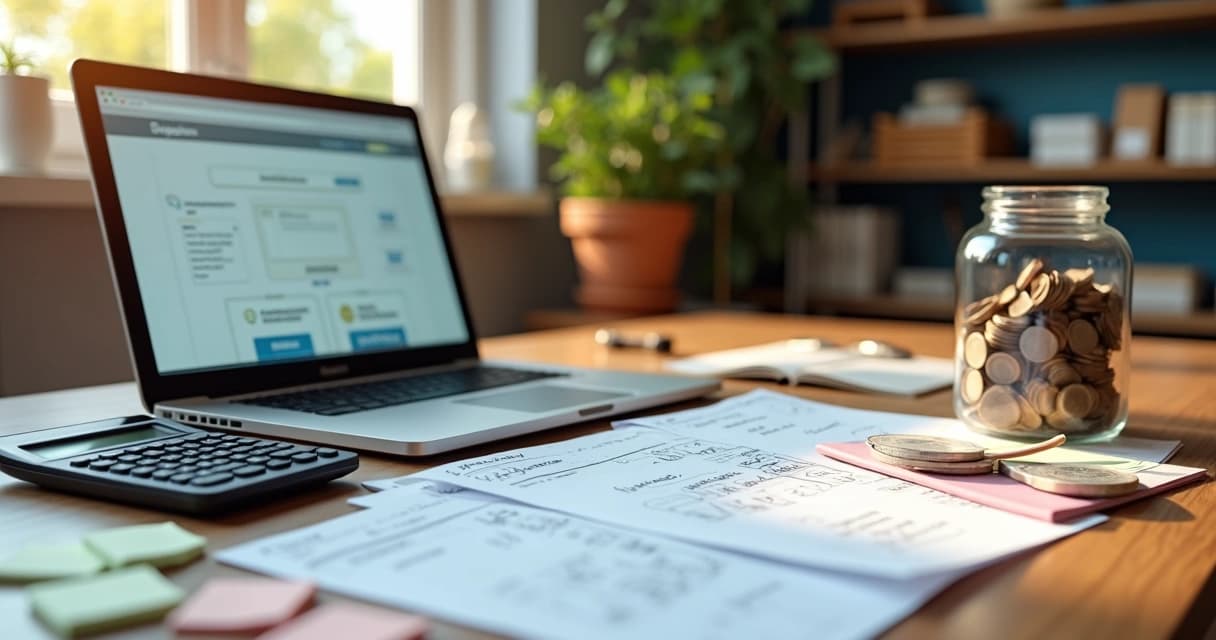 Empreendedor calculando custo para criar site em frente ao computador