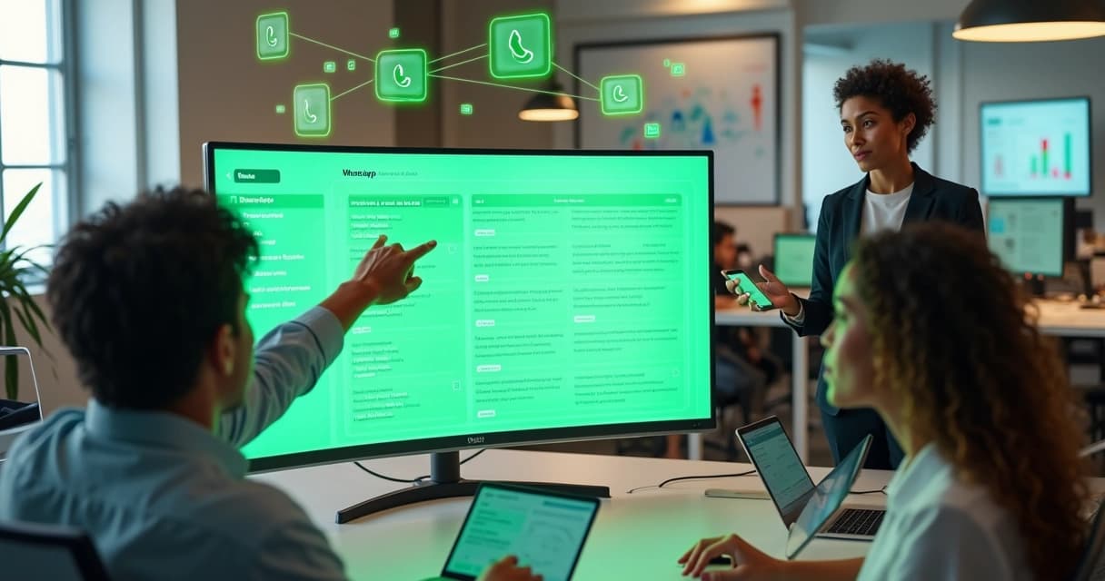 Equipe de vendas organizando atendimentos do WhatsApp em painel centralizado de CRM
